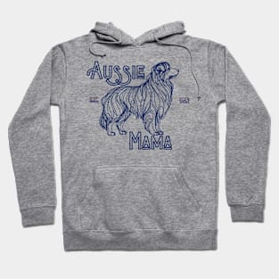 Aussie Shepherd Mama in Blue Line Art Hoodie